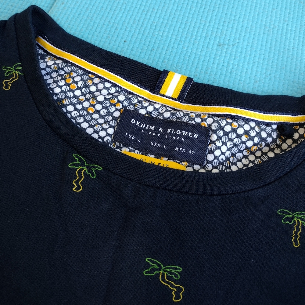 Denim & Flower Men's Navy Slim Fit Shirt Size L - Picture 6 of 7